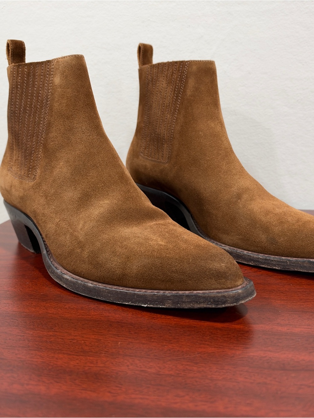 Men's Saint Laurent Brown Suede Dakota Chelsea Western
